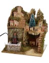 Paesaggio illuminato con mulino funzionante cm 24x21x26 h