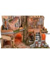 Presepe illuminato con cascata funzionante cm 60x45x61 h Mondo