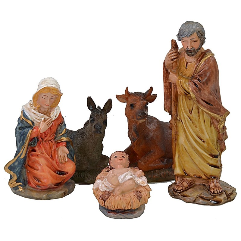 Natividad 5 figuras de 15 cm en resina Mundo Pesebres