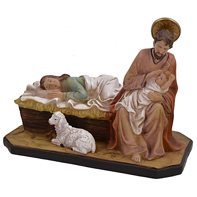 Natività sdraiata in resina cm 28,5x16,5x22 h