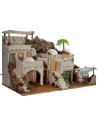 Illuminated Arab nativity scene with functioning bivouac 72x41x45 cm h