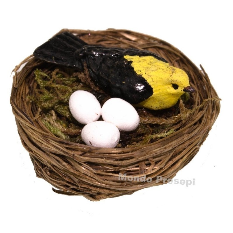 Nest with bird and eggs - assorted colors