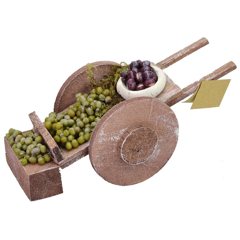 Wooden wagon with olives cm 14,5x5, 2x5,5h