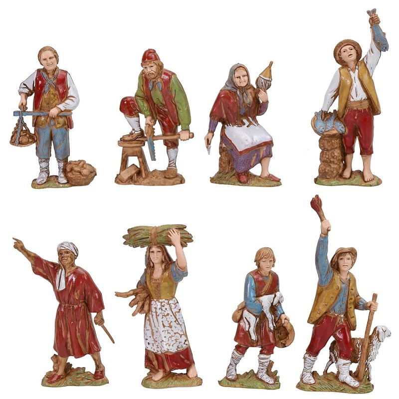 Conjunto de 8 estatuas para belén de 8 cm Landi Moranduzzo personajes Mundo