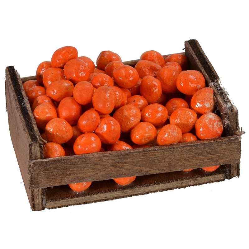 Caja de madera con naranjas cm 6,3x4,5x3,2 h | Mundo Pesebres