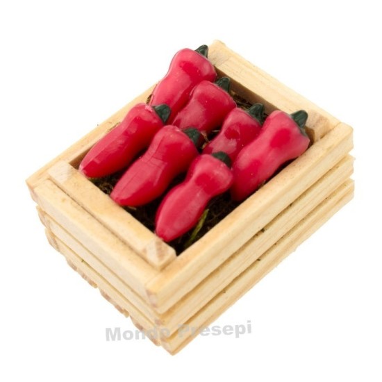 Caja de 3,5 cm con dos listones con pimientos rojos Mondo Presepi