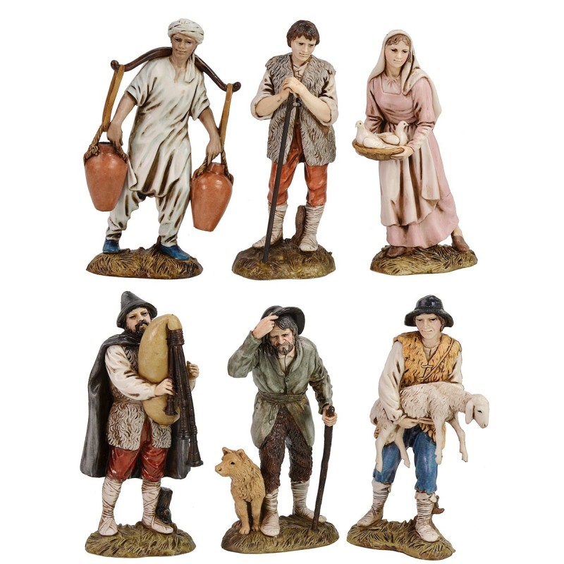 Conjunto de 6 estatuas de 12 cm Landi Moranduzzo Mondo Presepi