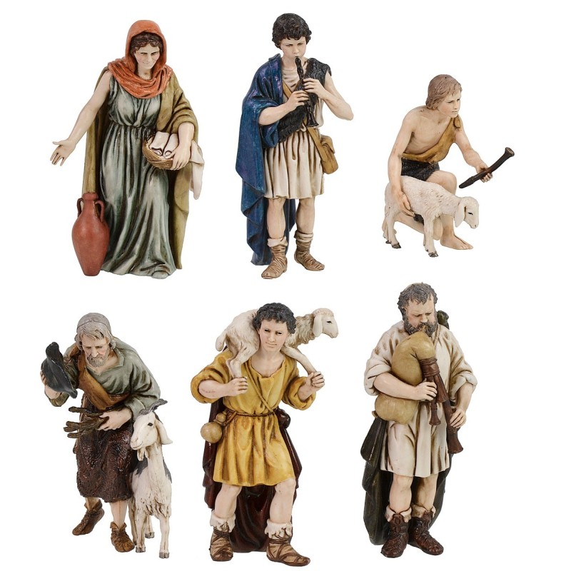 Conjunto de 6 pastores de 13 cm Landi Moranduzzo, pastor, estatuas