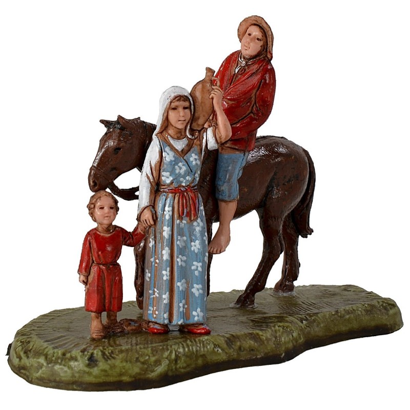 Hombre a caballo y mujer con niña serie 6 cm Landi