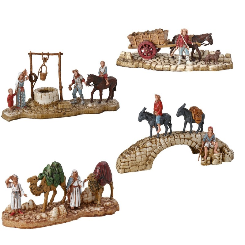 Conjunto de 4 grupos Landi Moranduzzo serie 6 cm Mundo Pesebres