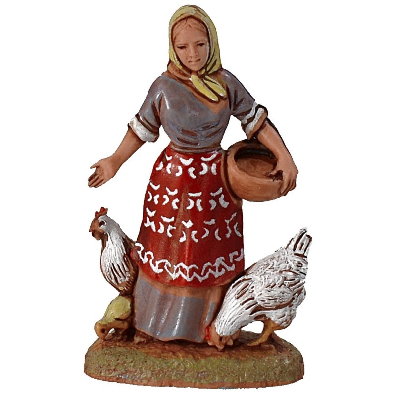 Campesina con gallinas serie 6 cm Landi Moranduzzo