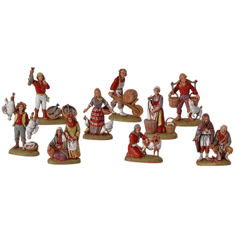 Conjunto de 9 estatuas Napolitanas serie 6 cm Landi Moranduzzo Mundo