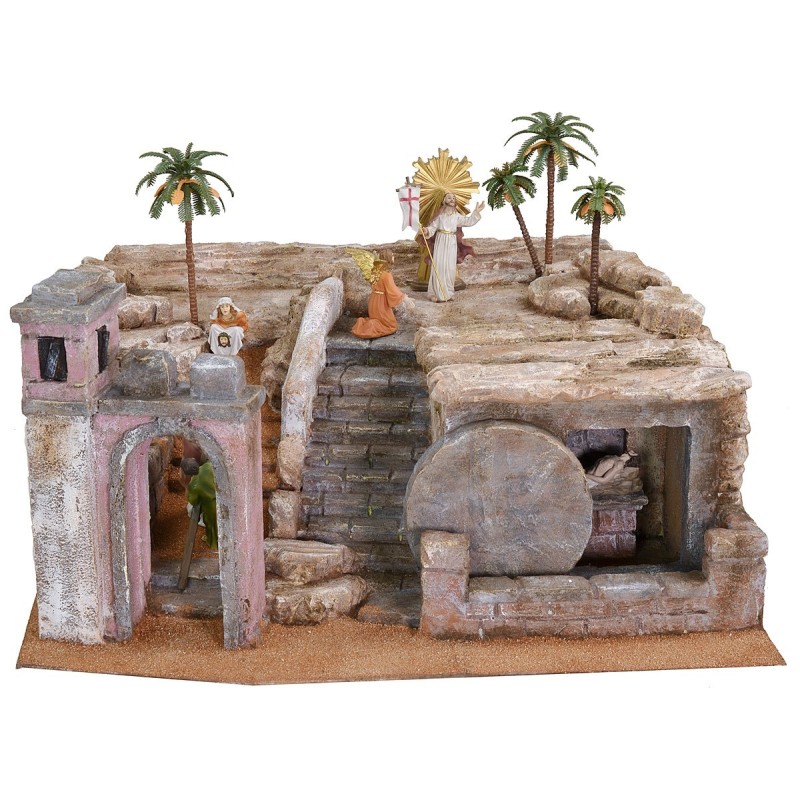 Presepe Pasquale cm 50x49x25 h completo di statue 9 cm