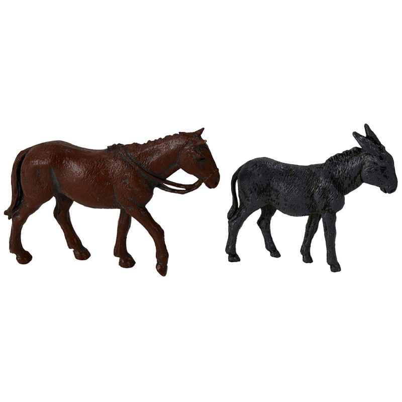 Juego de caballo y burro serie 6 cm Landi Moranduzzo Mundo Pesebres