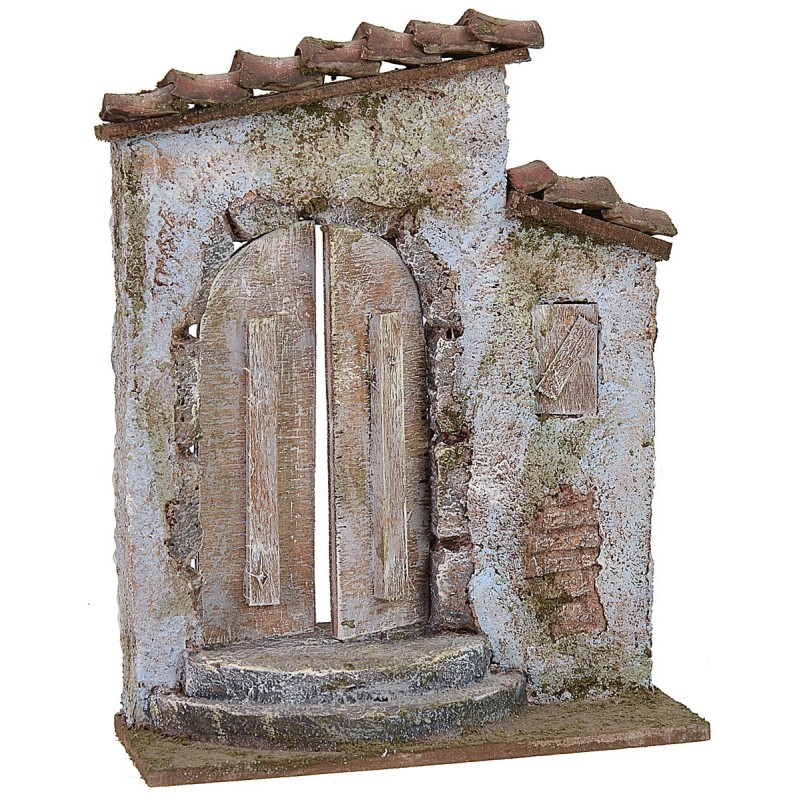 Fachada con puerta de cm 14,5x5,5x19 h para estatuas de 8-10 cm | Mundo Pesebres