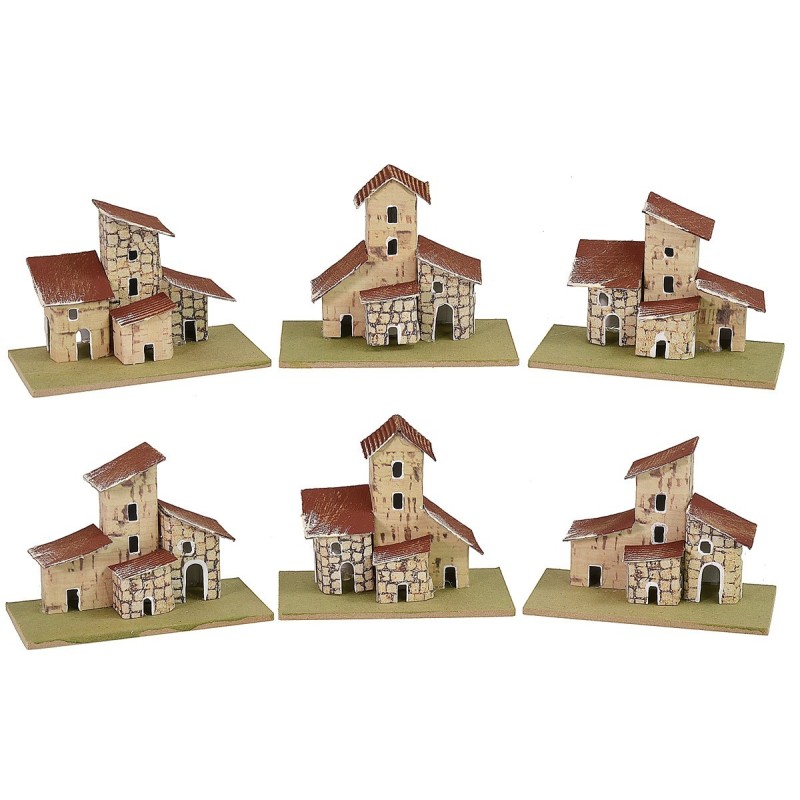 Set 6 casette per presepe cm 10x5x8 h