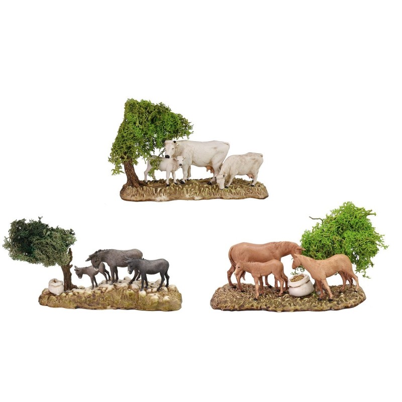 Conjunto de 3 grupos de animales serie 8 cm Landi Moranduzzo serie