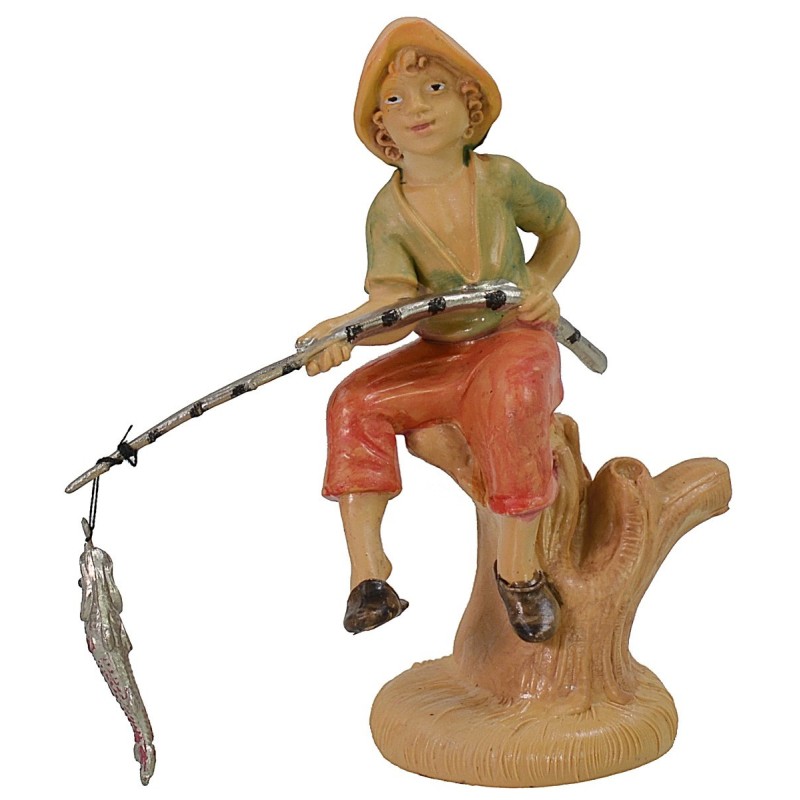 Pescador con pez 10 cm lux en pvc Mundo Pesebres