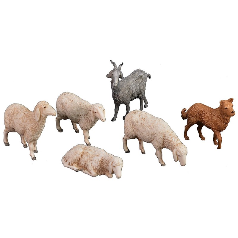 Set 4 pecore capra e cane serie 13 cm Landi Moranduzzo