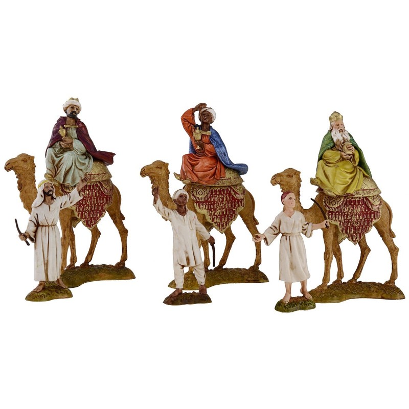 Tres Reyes Magos a camello con camelleros serie 10 cm Landi