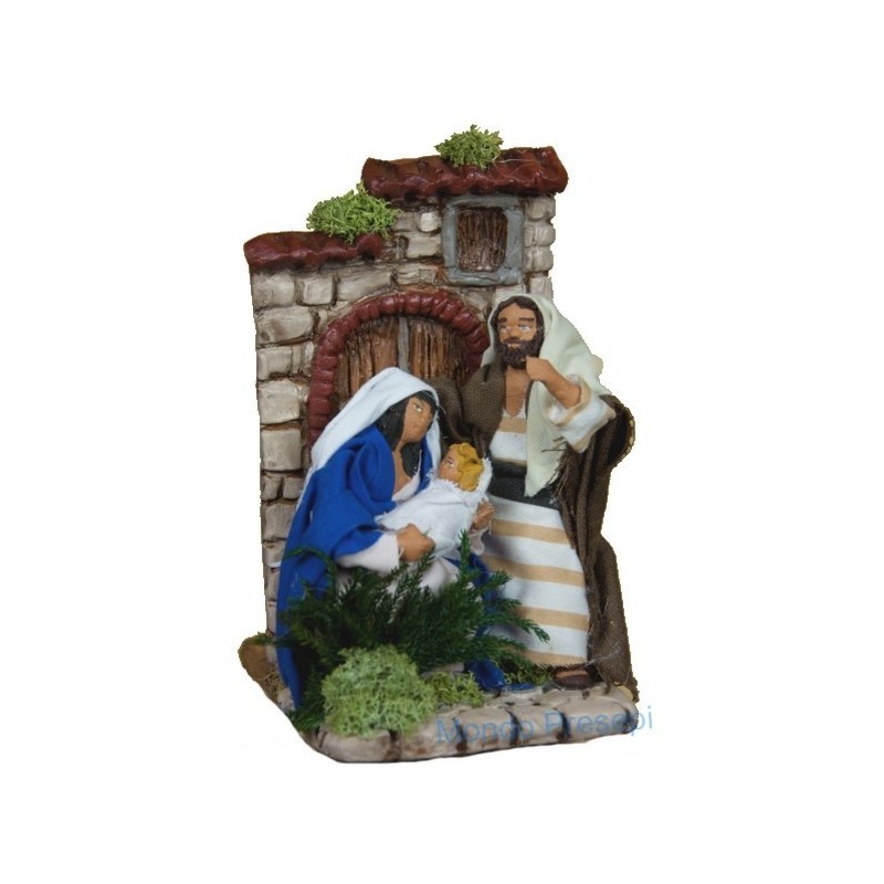 Nativity 12 cm in movement on a terracotta base