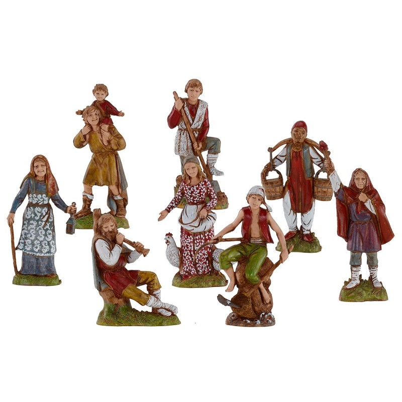 Conjunto de 8 figuras para Belén 10 cm Landi Moranduzzo Mondo Presepi