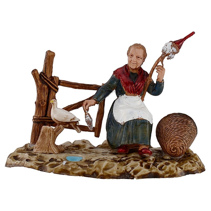 Old lady spinning with dove series 10 cm Landi Moranduzzo