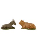 Ox and donkey set 10 cm series Landi Moranduzzo