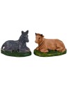 Conjunto buey y burro serie 4 cm en PVC Mundo Pesebres