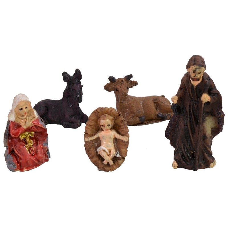 Natividad 5 figuras 3 cm en resina para Belén