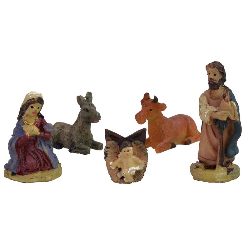 Natividad 5 figuras 3,5 cm en resina Mundo Belenes