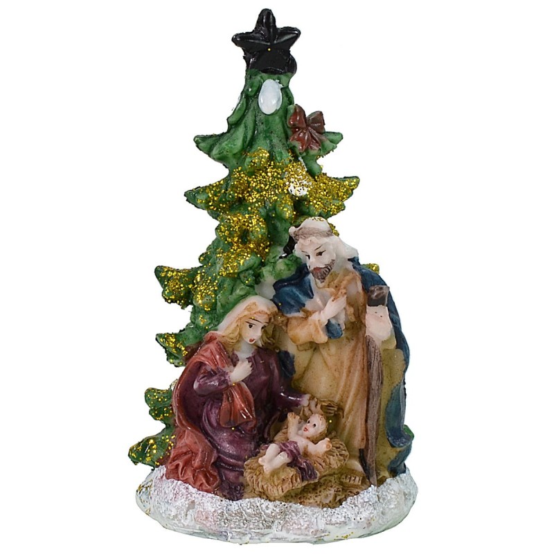 Natividad de 5,5 cm en resina con árbol de 5,7x5,6x10,2 cm de altura | Mundo Pesebres