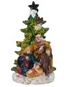 Set 4 Nativity 5.5 cm in resin with tree 5.7x5.6x10.2 cm h