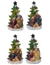 Set 4 Nativity 5.5 cm in resin with tree 5.7x5.6x10.2 cm h