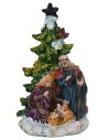 Natività 5,5 cm in resina con albero cm 5,7x5,6x10,2 h resina