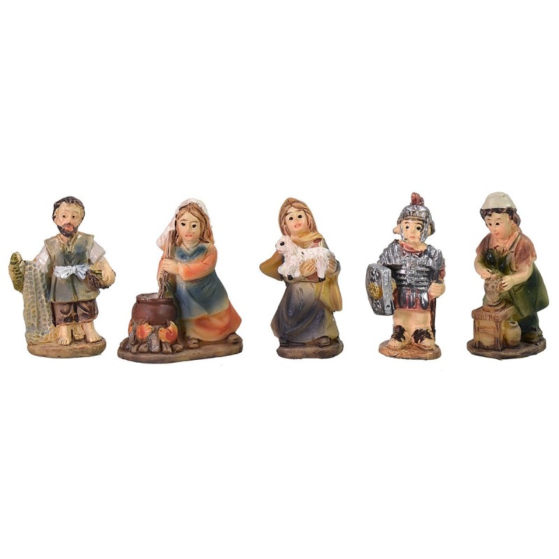 Conjunto de 5 estatuas de 3 cm para belén de resina, estatuas, mujer.