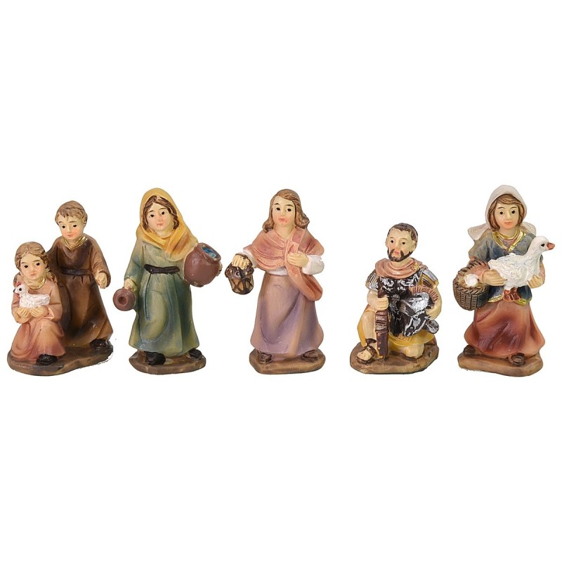 Conjunto de 5 estatuas de 5 cm en resina para belén | Mundo Belenes