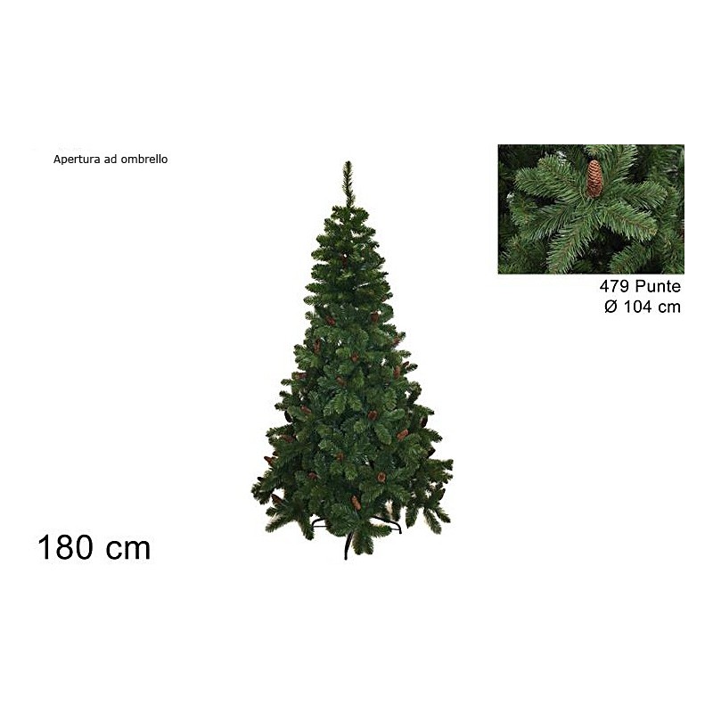 Albero di Natale con pigne a 479 punte cm 180h Mondo Presepi