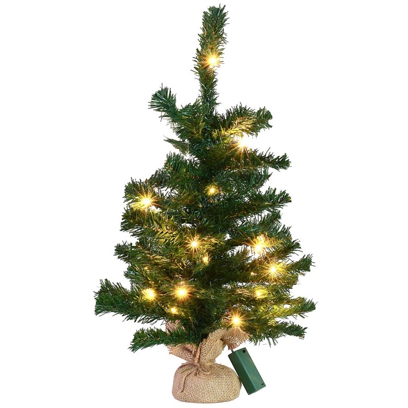 Árbol de Navidad de 60 cm de altura con 20 luces LED a batería | Mondo Presepi