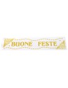 Vetrofania glitterata oro "Buone Feste" cm 16x61 buone