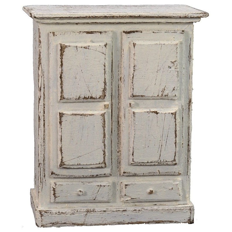 Armario blanco con puertas y cajones de 8,5x4,5x11 cm h armario.