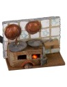 Cocina con fuego funcionando cm 5,5x2,5x4,5 h estatuas, corriente