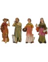 Conjunto de 4 personajes de 5 cm en resina, pastor, mujer, figuras.