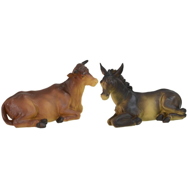 Buey y burro de resina para estatuas de 24-30 cm, burro