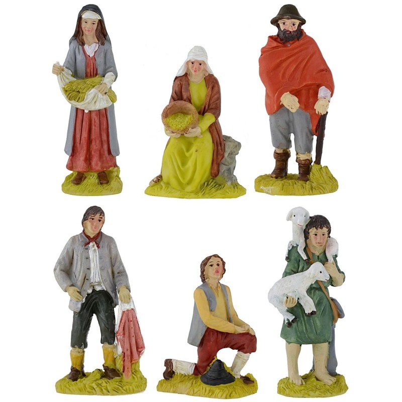 Set 6 statue in resina 10 cm altezza, resina, base, ragazzo