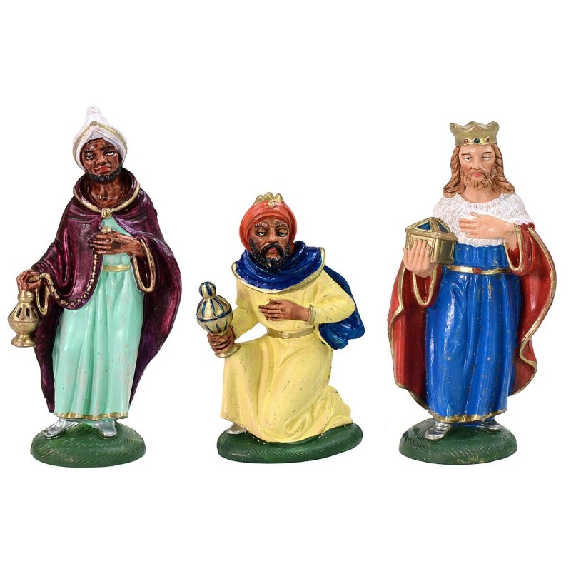 Conjunto de tres Reyes Magos serie color 12 cm en pvc Mundo