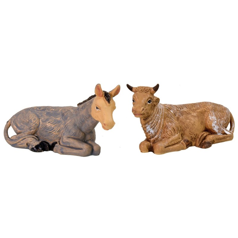 Bue y burro serie lux 12 cm en pvc Mundo Pesebres