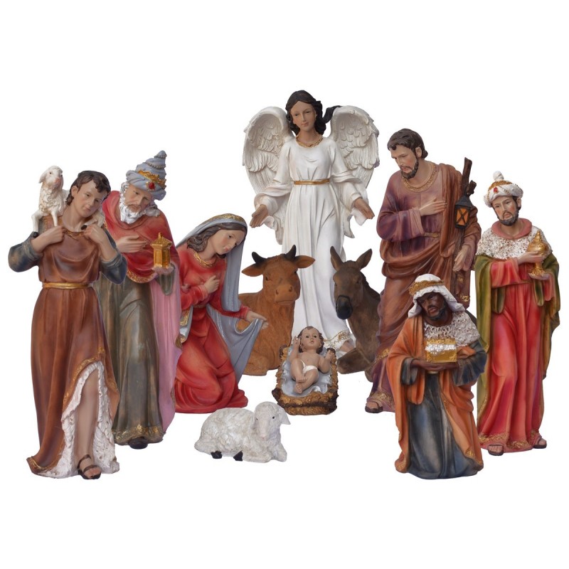 Conjunto de 11 estatuas con Natividad de 40 cm en resina | Mundo Pesebres