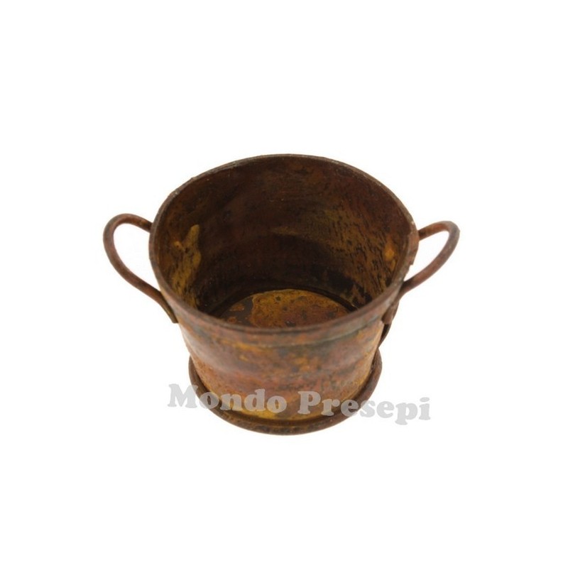 Round antiqued tub 3 cm in metal