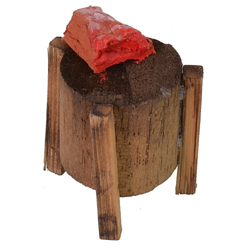 Ceppo macellaio in legno con carne h. 5 cm